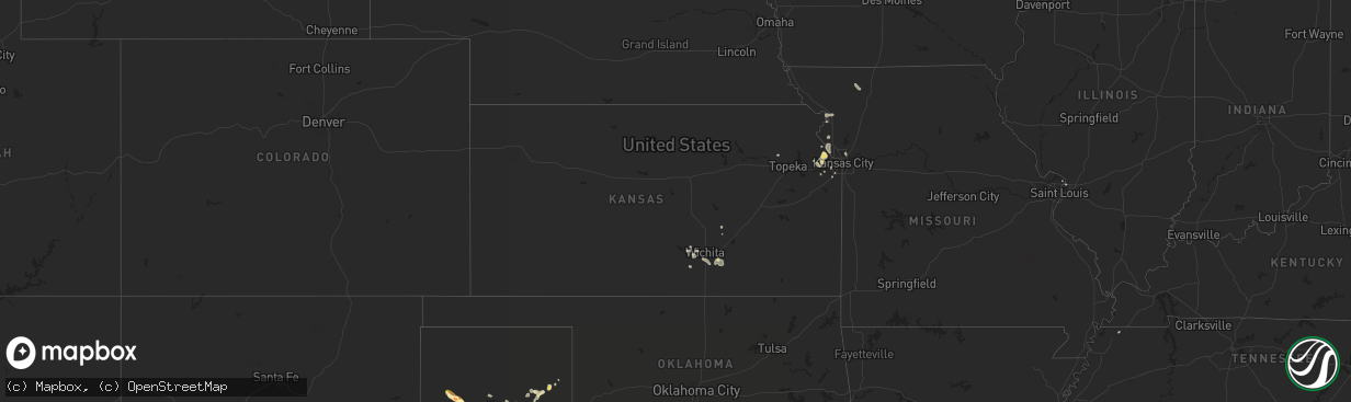 Hail map in Kansas on July 6, 2015