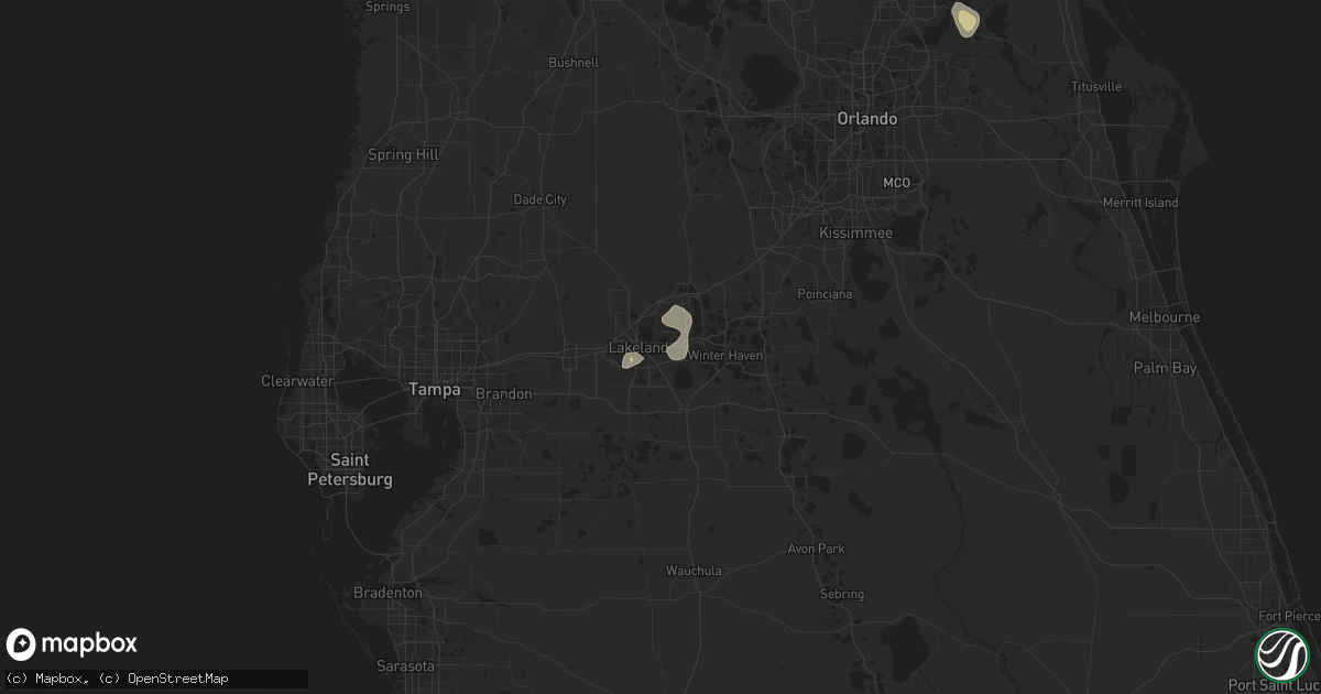 Hail map in Lakeland, FL on July 6, 2015