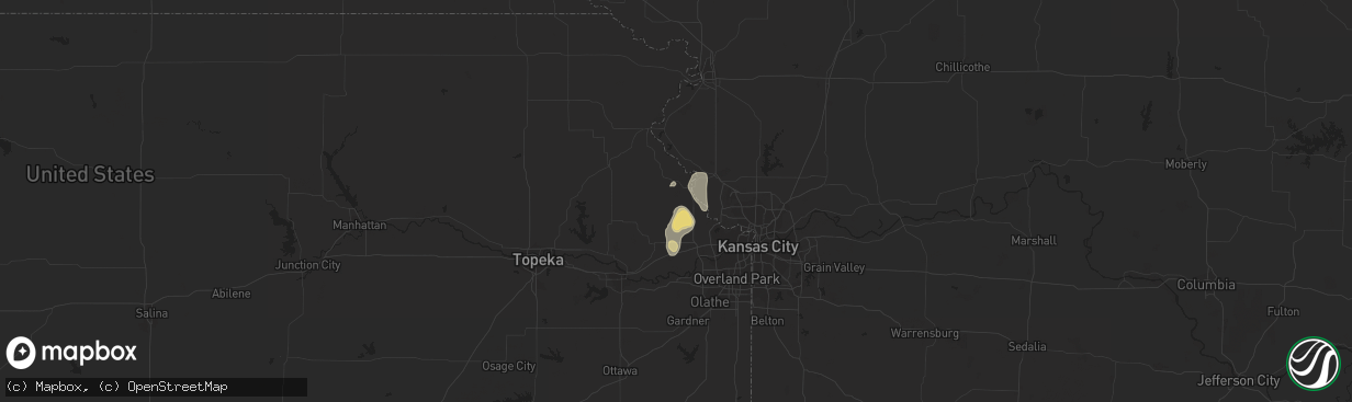 Hail map in Leavenworth, KS on July 6, 2015