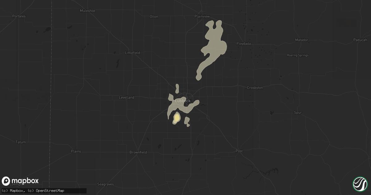 Hail map in Lubbock, TX on July 6, 2015