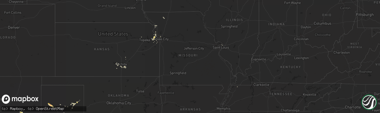 Hail map in Missouri on July 6, 2015