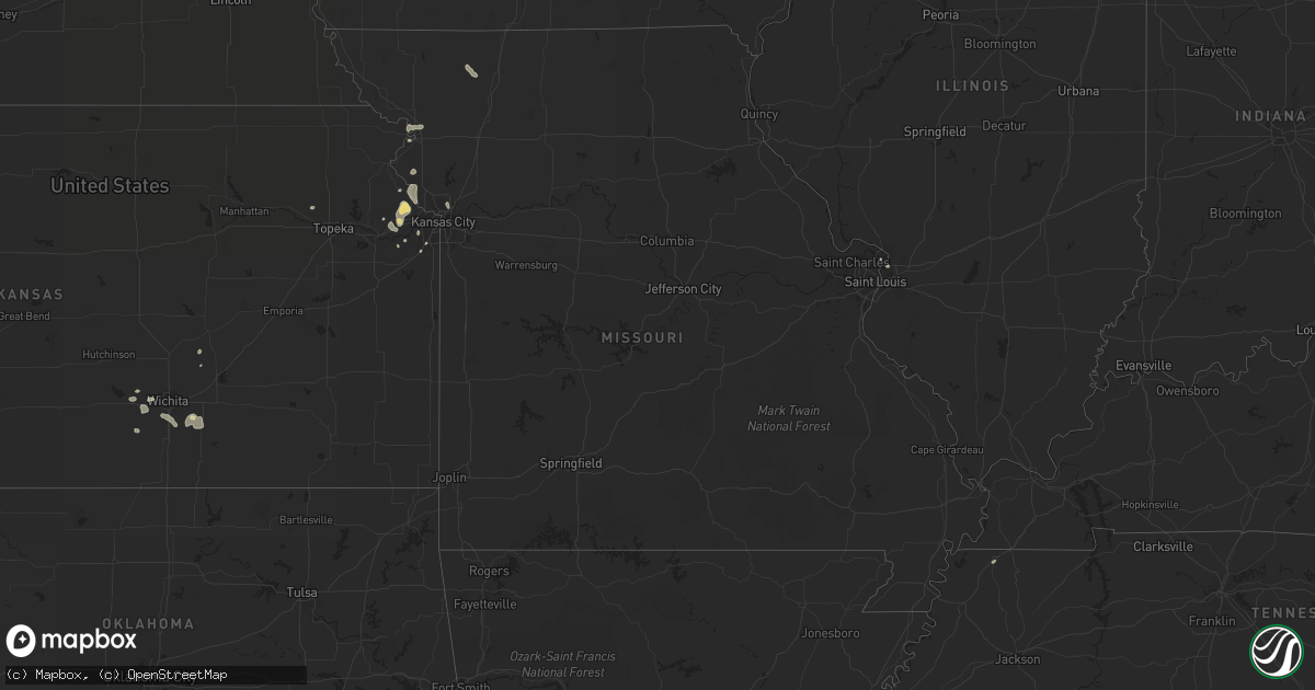 Hail map in Missouri on July 6, 2015