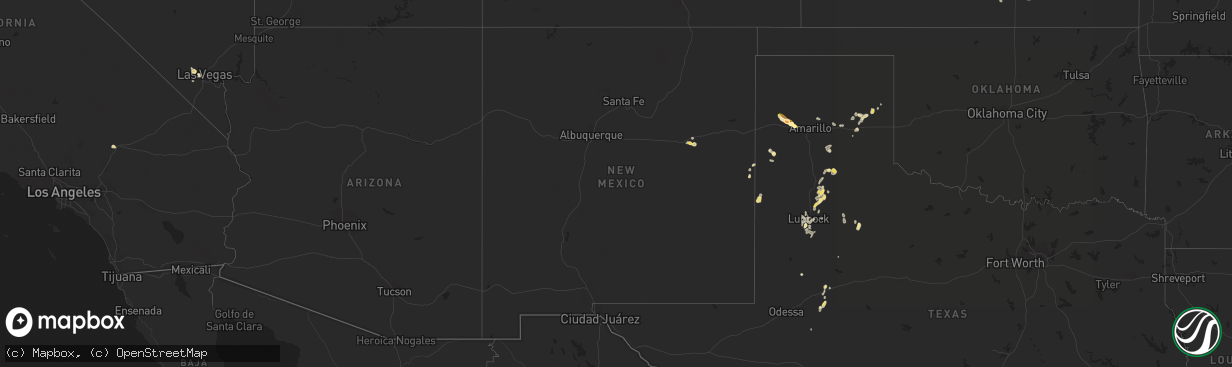 Hail map in New Mexico on July 6, 2015