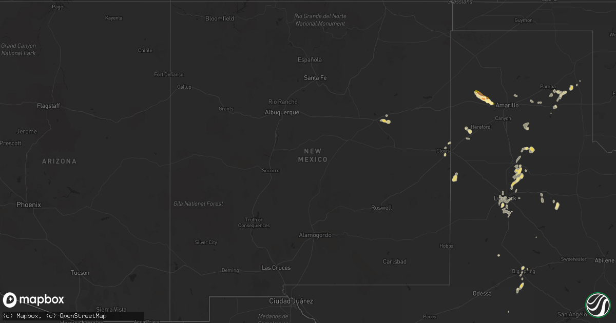 Hail map in New Mexico on July 6, 2015