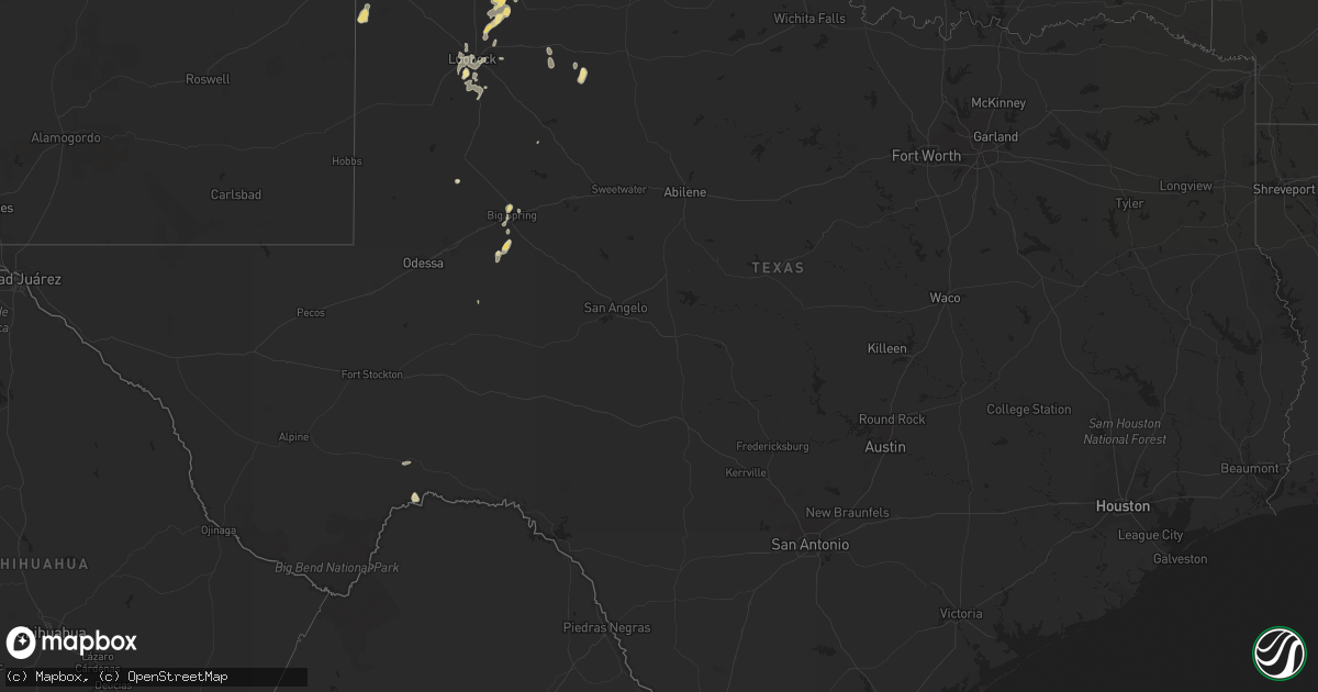 Hail map in Texas on July 6, 2015