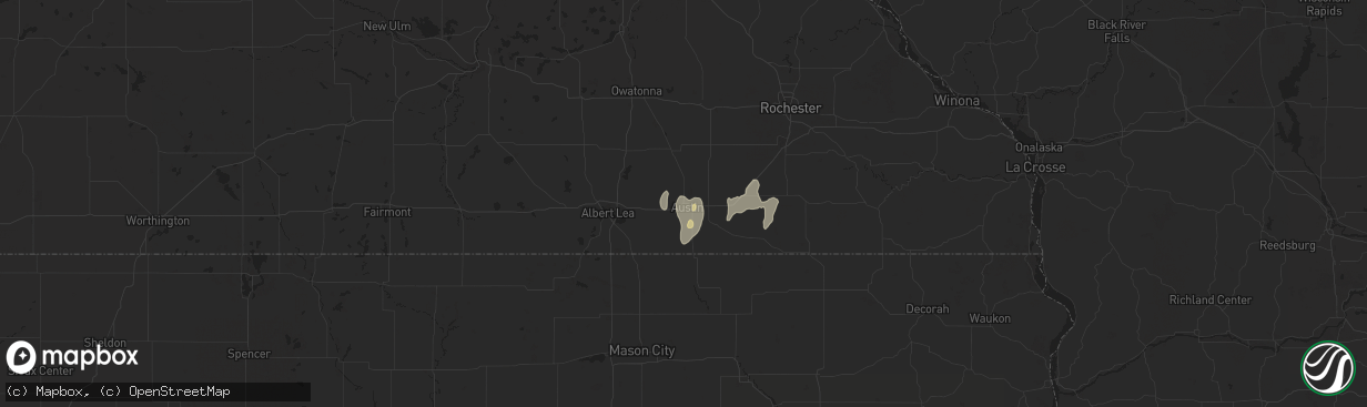 Hail map in Austin, MN on July 6, 2016