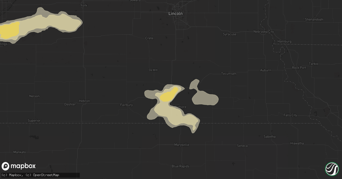 Hail map in Beatrice, NE on July 6, 2016