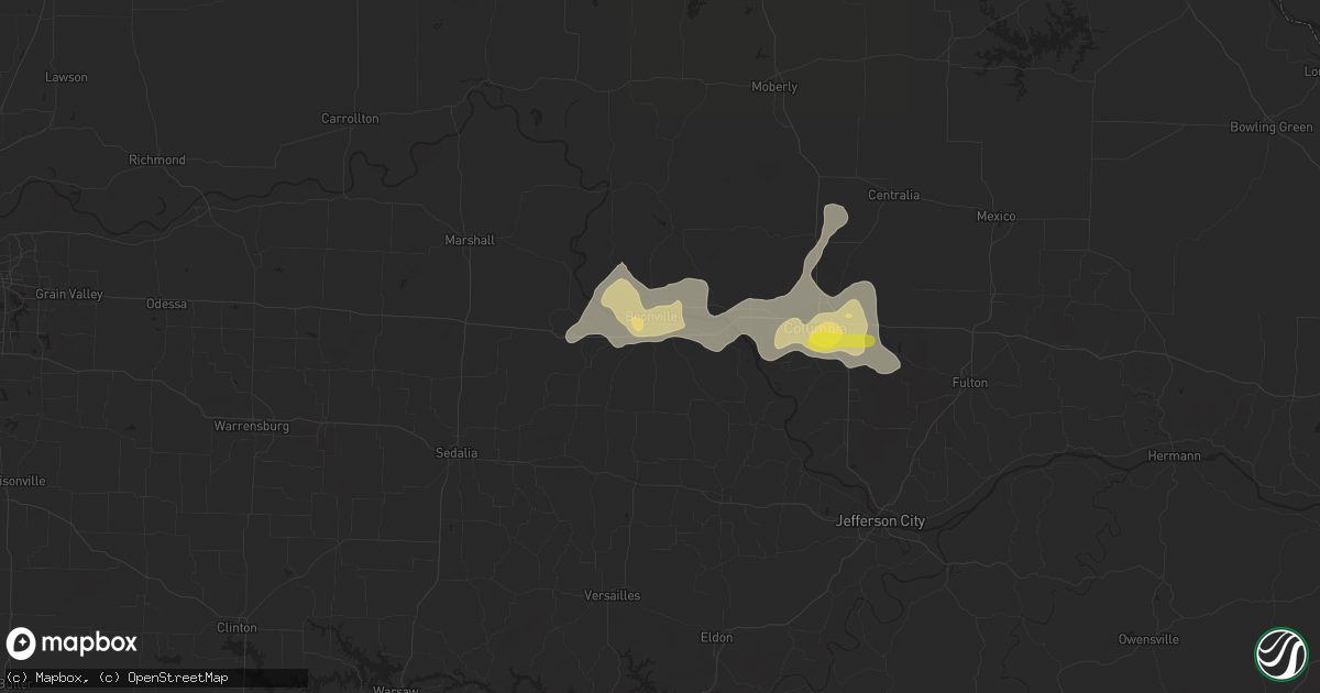 Hail map in Boonville, MO on July 6, 2016
