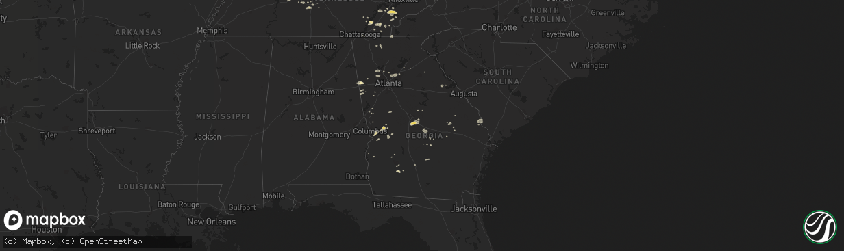 Hail map in Georgia on July 6, 2016