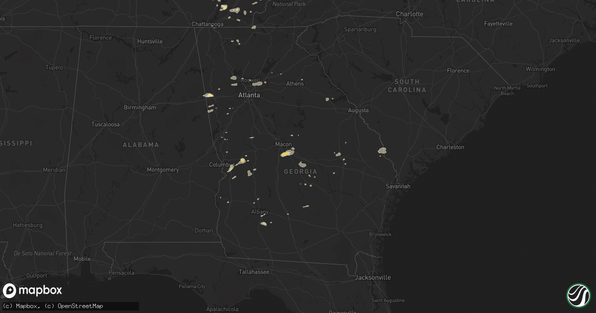 Hail map in Georgia on July 6, 2016