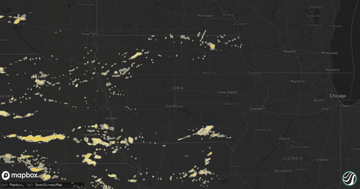 Hail map in Iowa on July 6, 2016