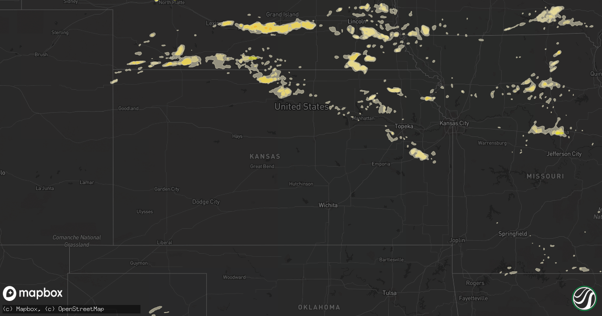 Hail map in Kansas on July 6, 2016
