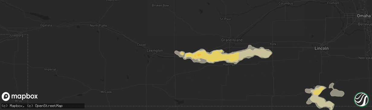 Hail map in Kearney, NE on July 6, 2016