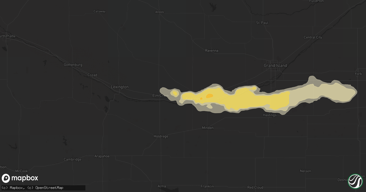 Hail map in Kearney, NE on July 6, 2016
