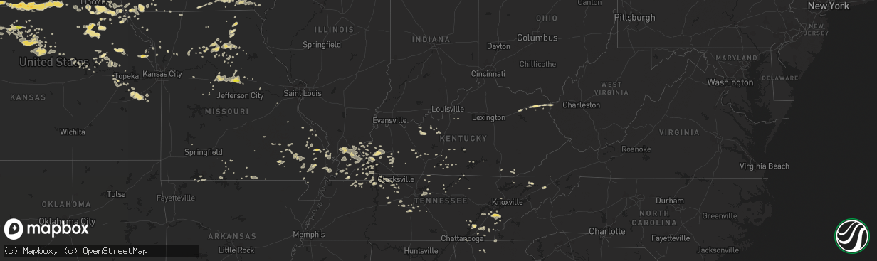 Hail map in Kentucky on July 6, 2016