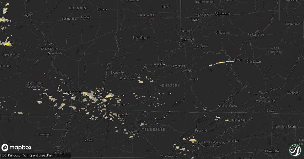 Hail map in Kentucky on July 6, 2016
