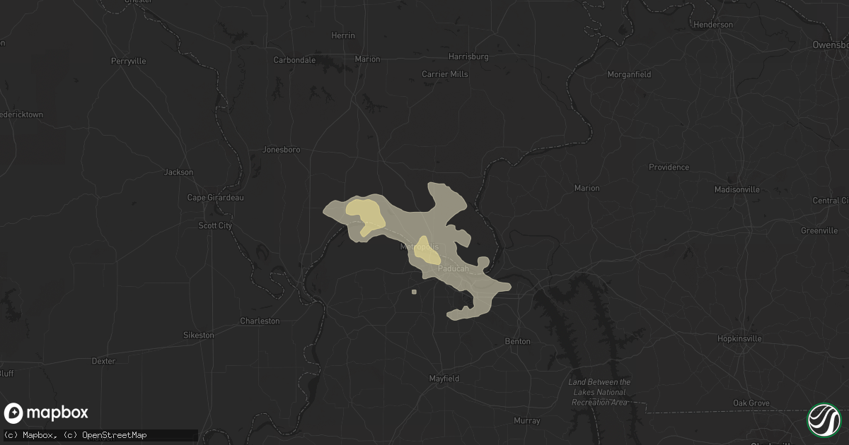 Hail map in Metropolis, IL on July 6, 2016