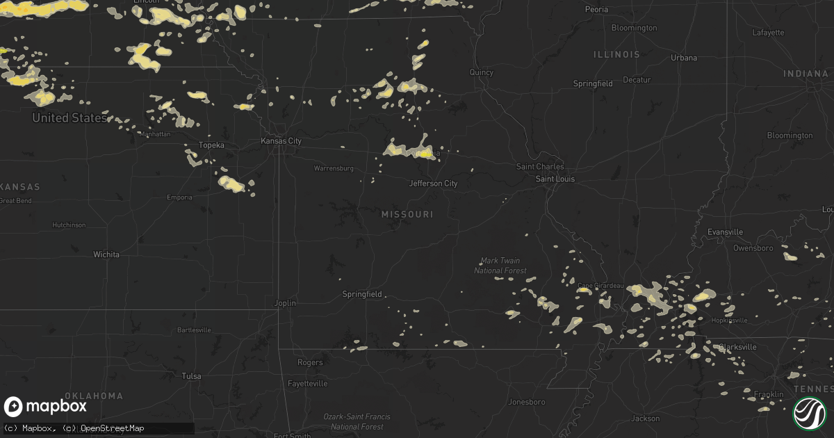 Hail map in Missouri on July 6, 2016