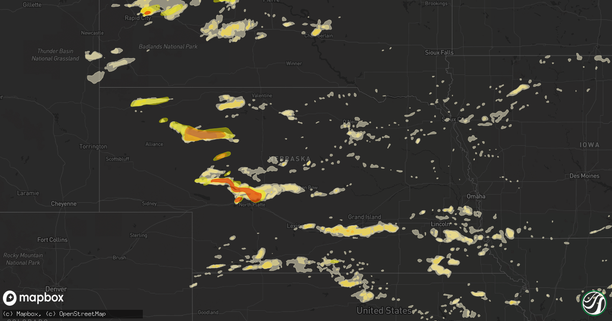 Hail map in Nebraska on July 6, 2016