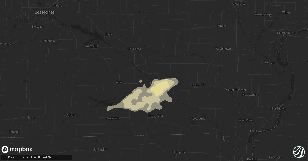 Hail map in Ottumwa, IA on July 6, 2016