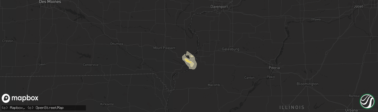 Hail map in Burlington, IA on July 6, 2017