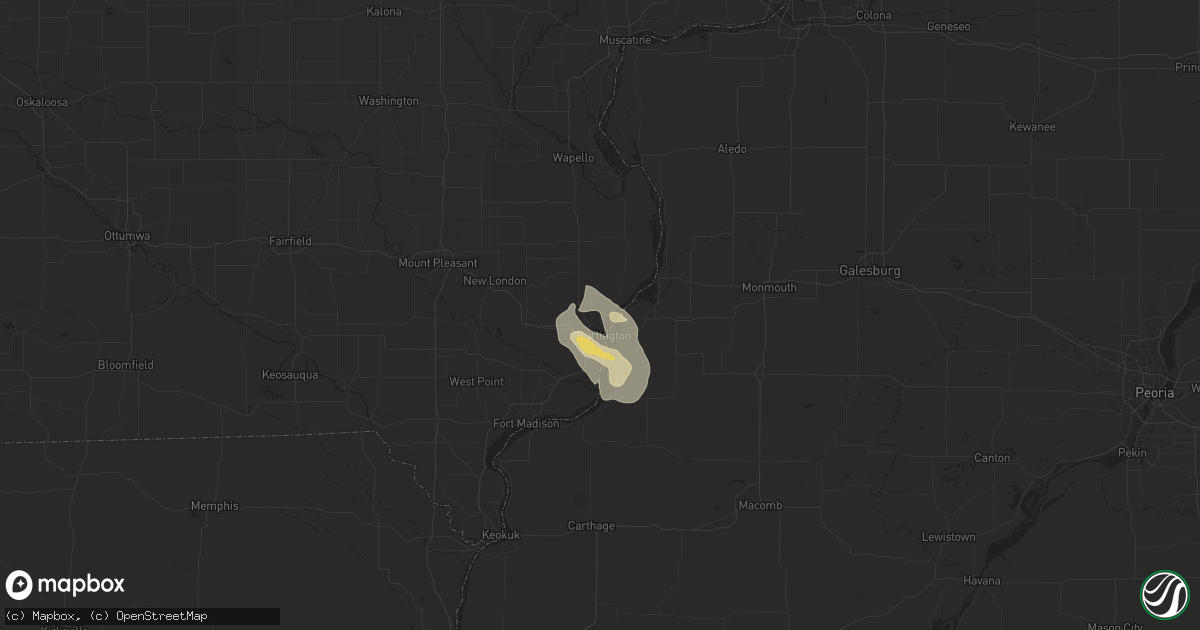Hail map in Burlington, IA on July 6, 2017