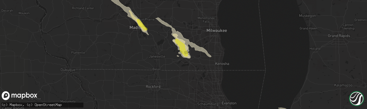 Hail map in Elkhorn, WI on July 6, 2017