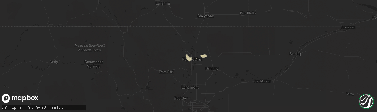 Hail map in Fort Collins, CO on July 6, 2017