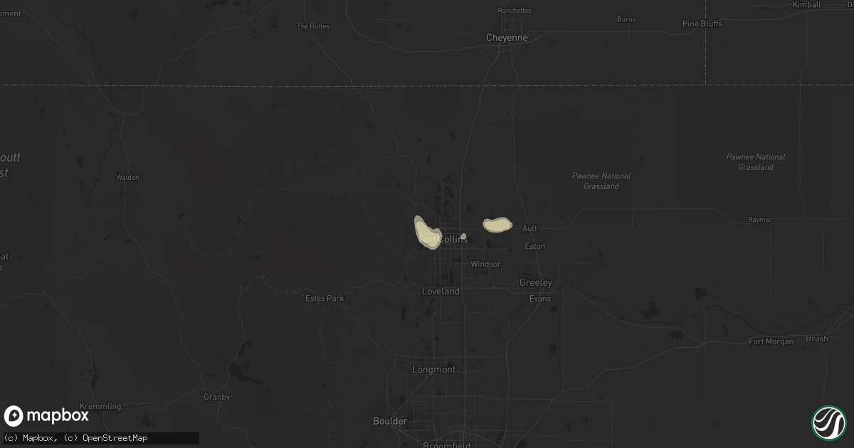 Hail map in Fort Collins, CO on July 6, 2017