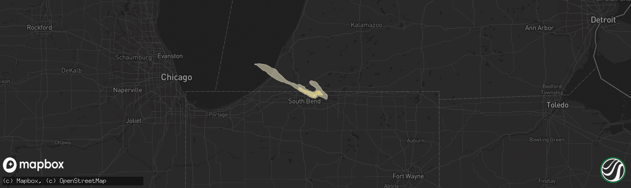 Hail map in Granger, IN on July 6, 2017