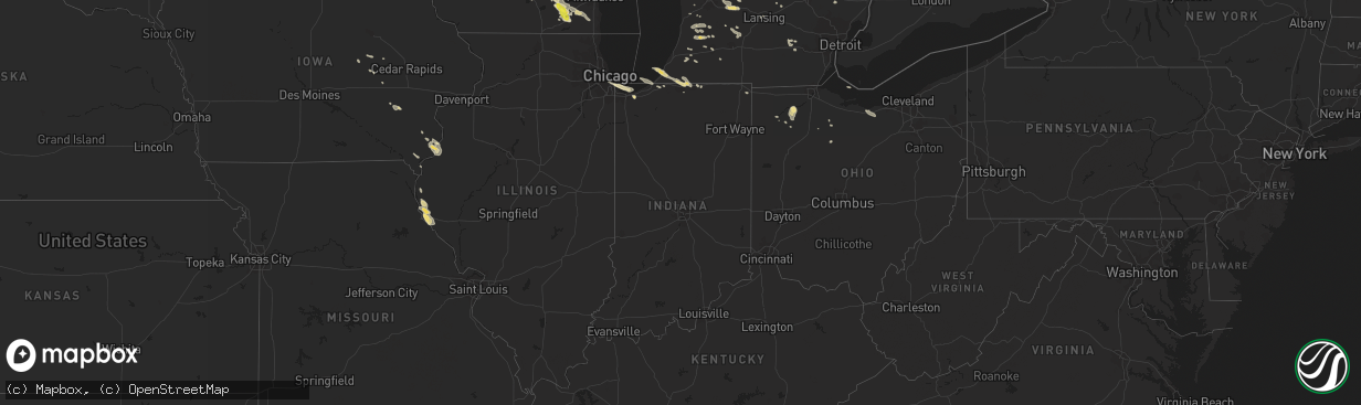 Hail map in Indiana on July 6, 2017