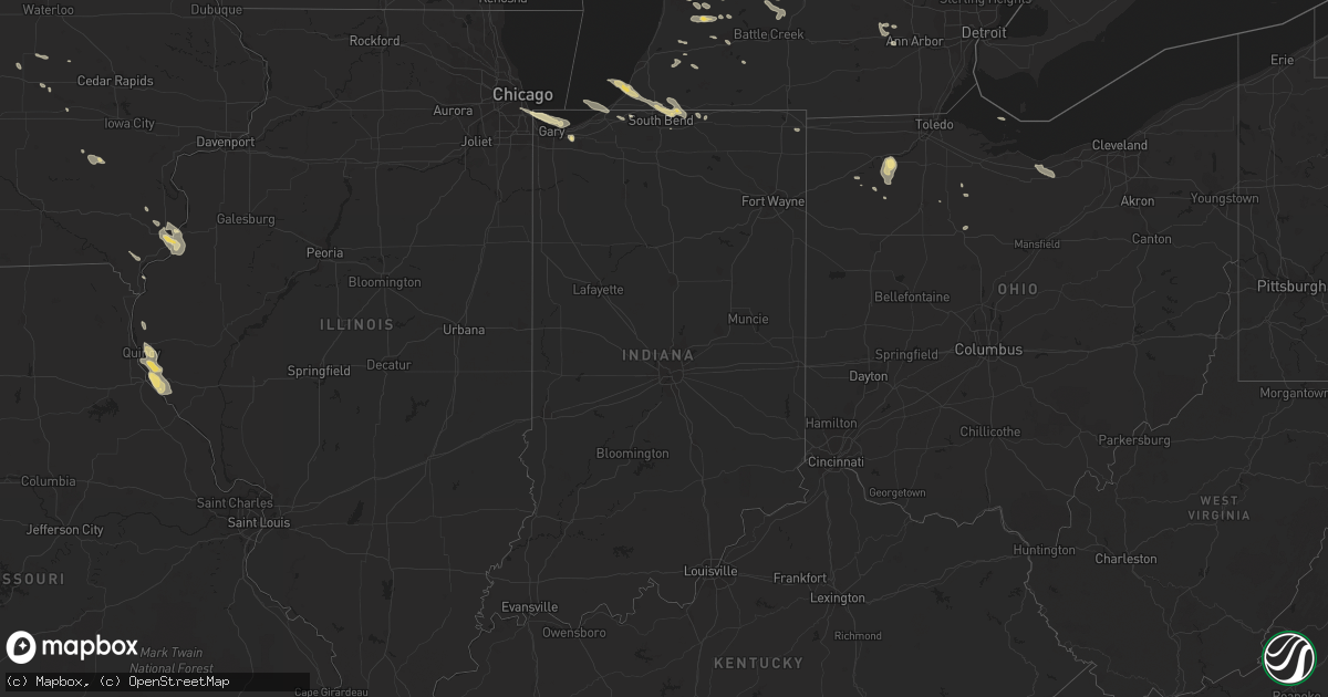Hail map in Indiana on July 6, 2017