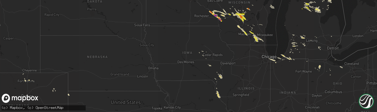 Hail map in Iowa on July 6, 2017