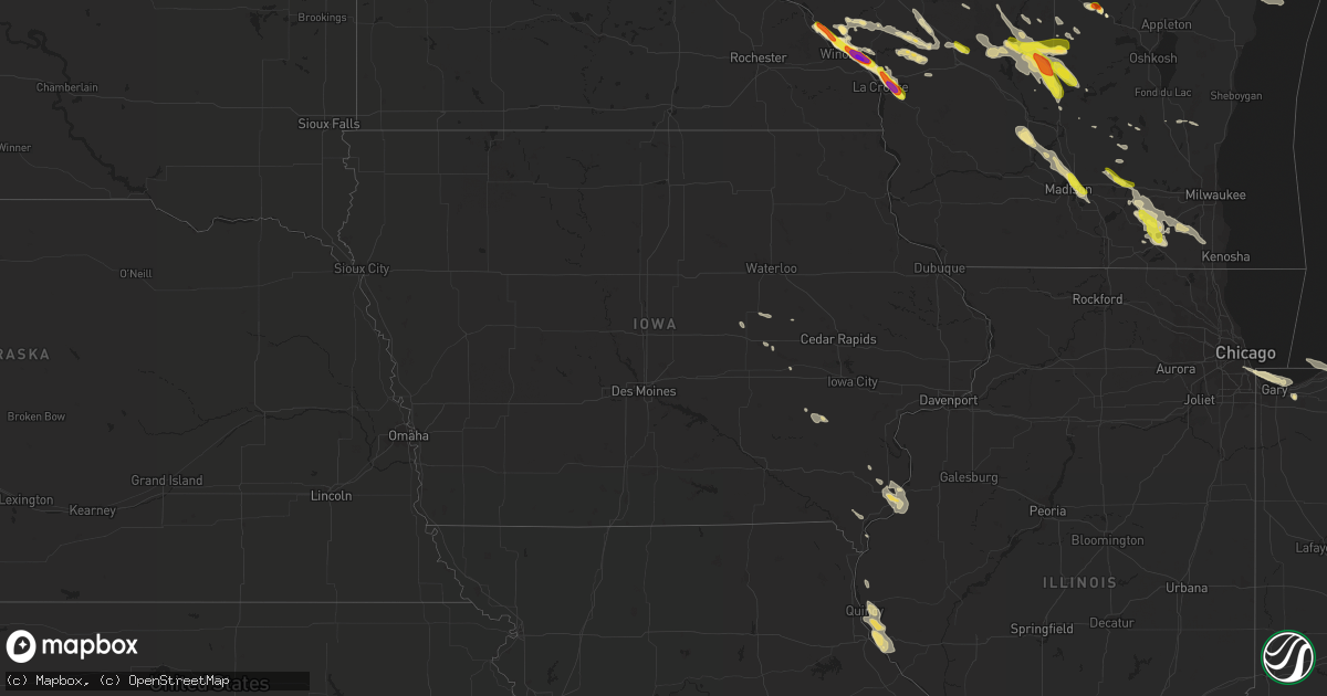 Hail map in Iowa on July 6, 2017