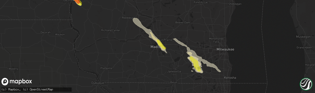 Hail map in Madison, WI on July 6, 2017