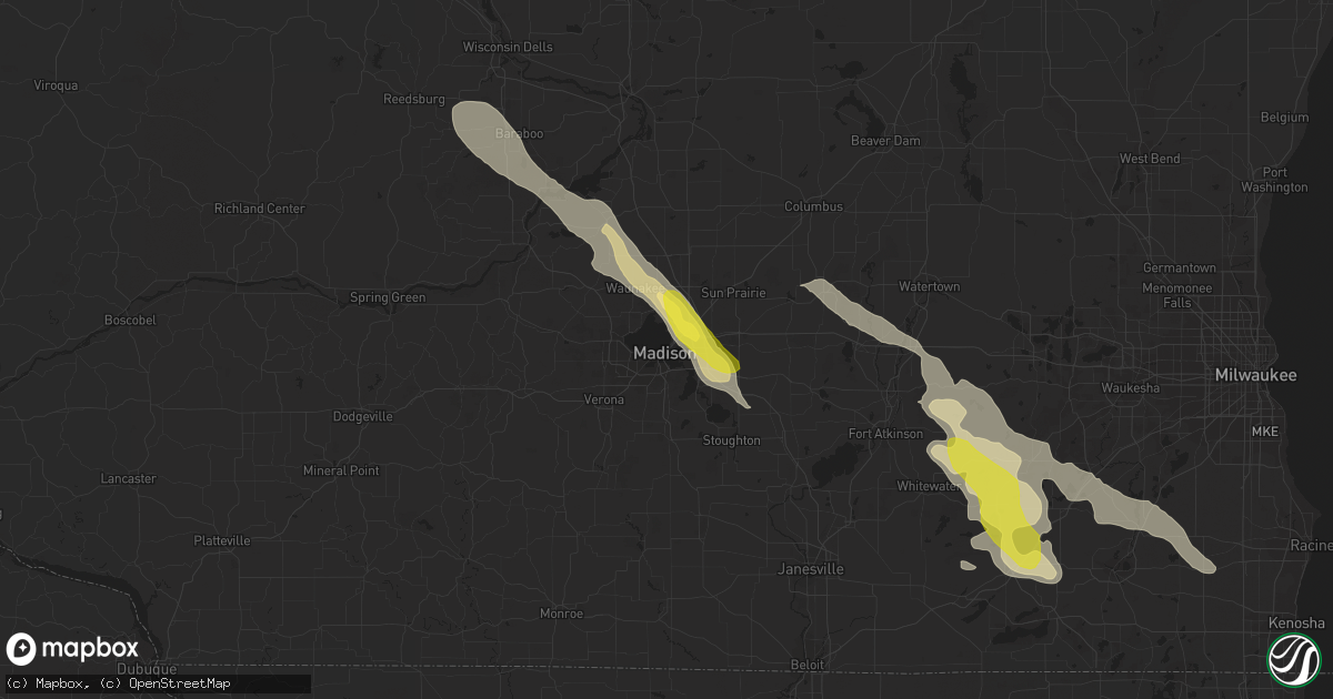 Hail map in Madison, WI on July 6, 2017