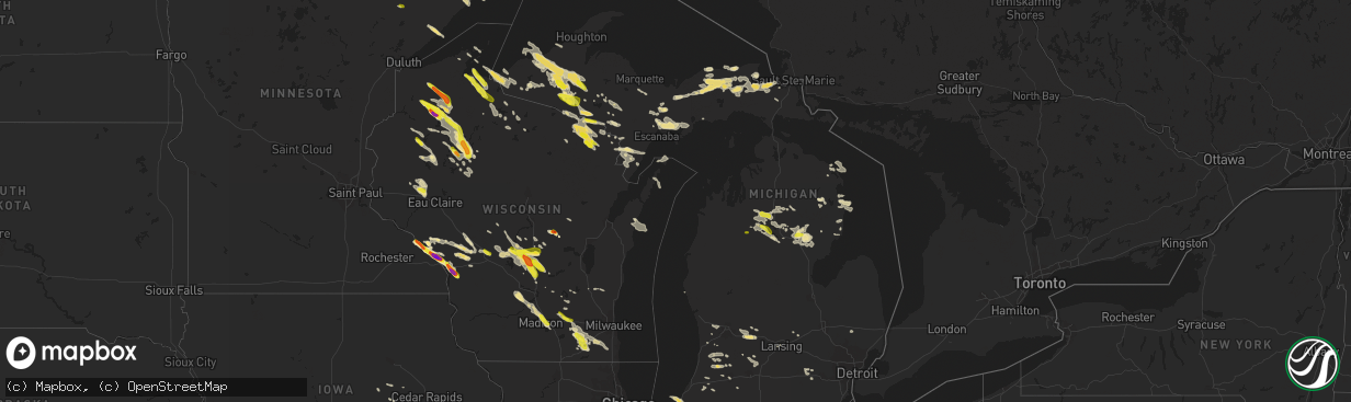 Hail map in Michigan on July 6, 2017