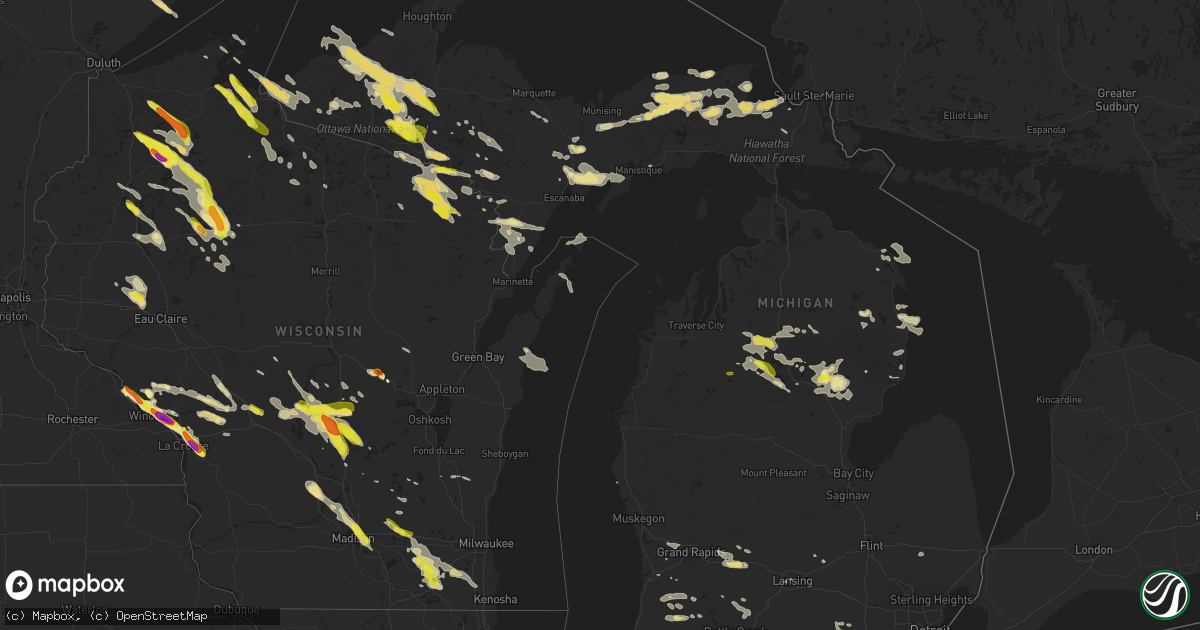 Hail map in Michigan on July 6, 2017