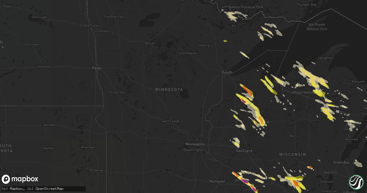 Hail map in Minnesota on July 6, 2017
