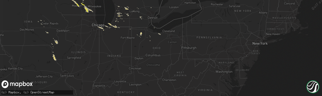 Hail map in Ohio on July 6, 2017