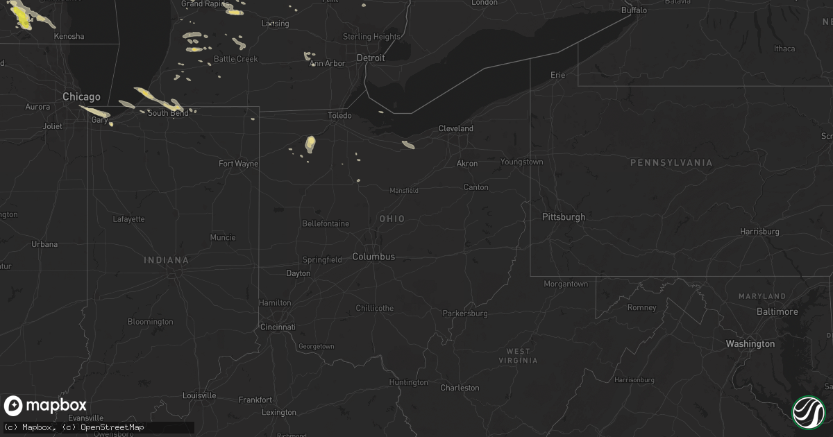 Hail map in Ohio on July 6, 2017