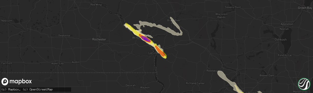 Hail map in Onalaska, WI on July 6, 2017