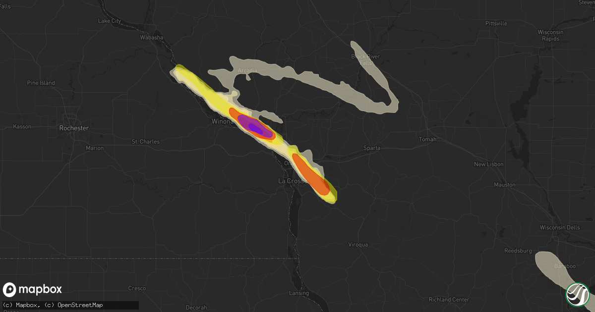 Hail map in Onalaska, WI on July 6, 2017