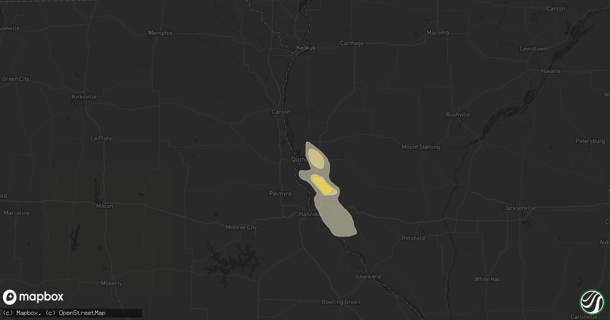 Hail map in Quincy, IL on July 6, 2017