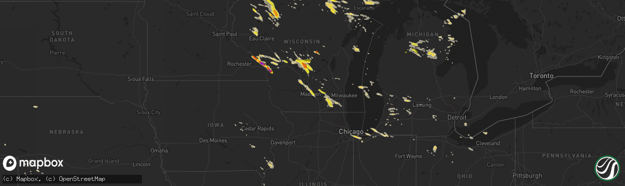 Hail map on July 6, 2017