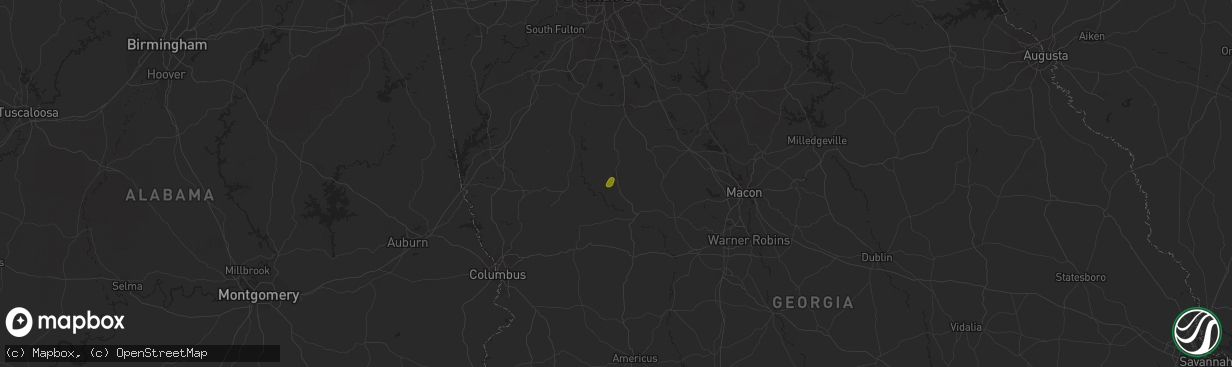 Hail map in Thomaston, GA on July 6, 2018