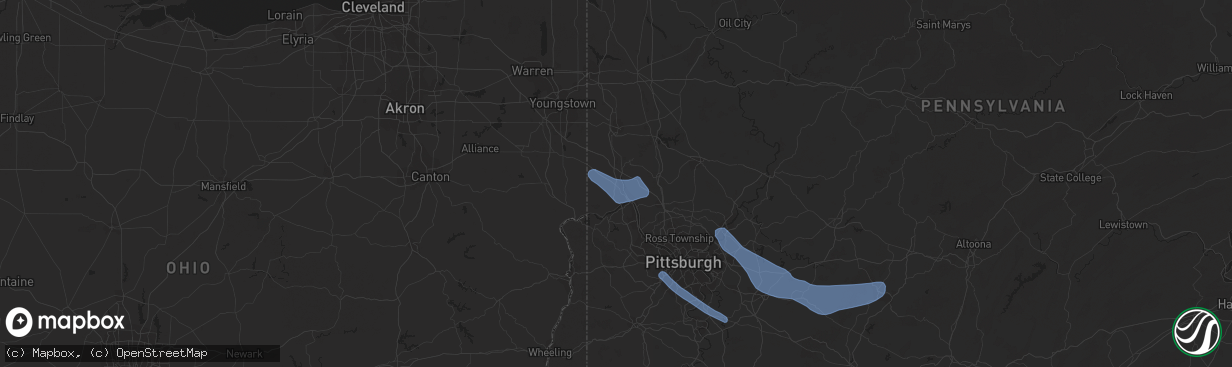 Hail map in Beaver Falls, PA on July 6, 2019