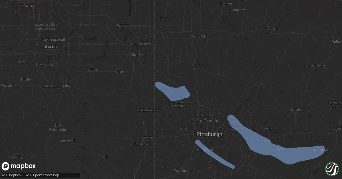 Hail map in Beaver Falls, PA on July 6, 2019