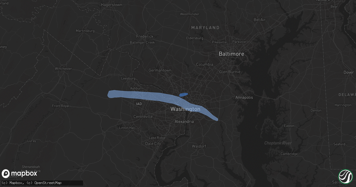 Hail map in Bethesda, MD on July 6, 2019