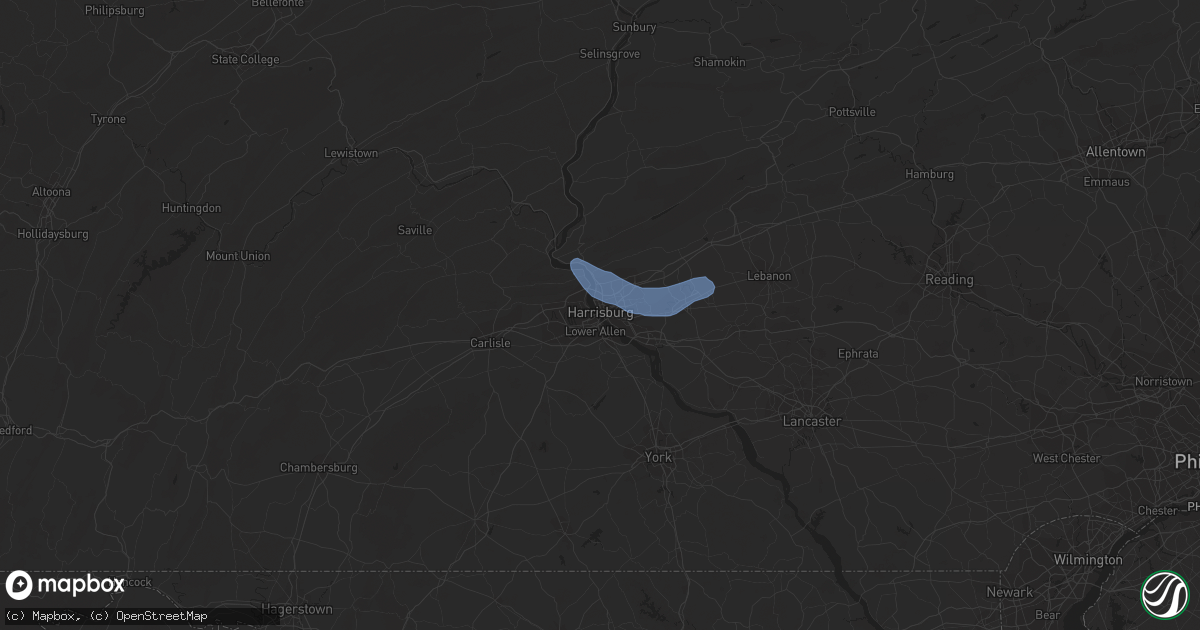 Hail map in Harrisburg, PA on July 6, 2019